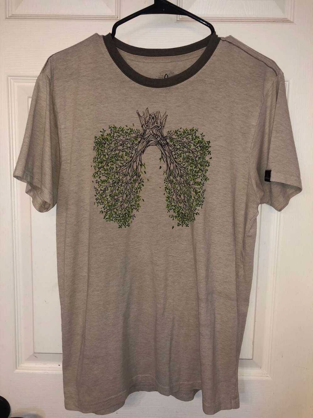 prAna Tree Lungs Graphic T-Shirt Size L Tan Heather